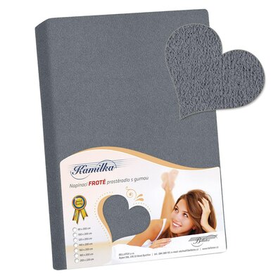 Cearșaf de pat din frotir Bellatex Kamilka gri închis, 140 x 200 cm