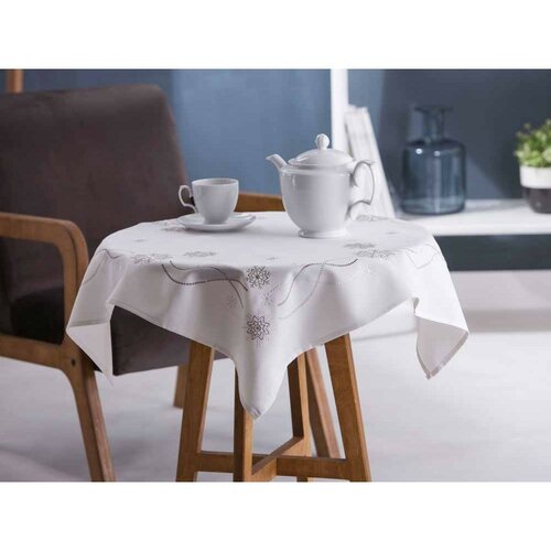 Altom Świąteczny obrus Snow Flakes biały, 80 x 80 cm