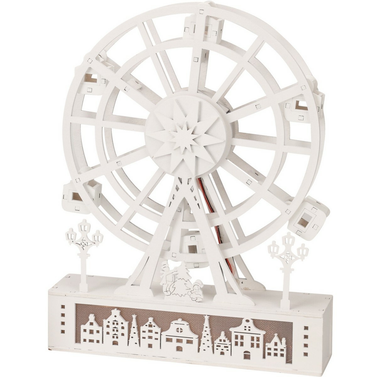 Świąteczne ruchome koło świecące, 26,5 x 5,5 x 20 cm, 4x LED, drewno