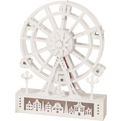 Decorațiune rotativă luminoasă de Crăciun Orașul, 26,5 x 5,5 x 20 cm, 4x LED, lemn