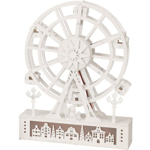 Božično osvetljeno kolovrat Mesto, 26,5 x 5,5 x 20cm, 4x LED, les