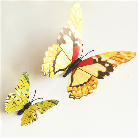 Samolepiace 3D motýle s magnetom žltá, 12 ks