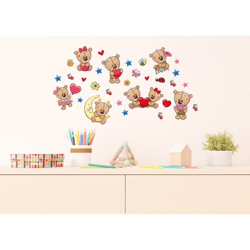 Samolepilne dekoracije Medvedki, 30 x 30 cm