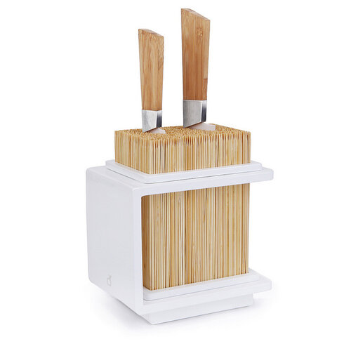 Bambusový stojan na nože Fakir 17 x 20 cm, bílý