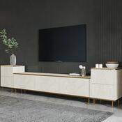 Televízny stolík so skrinkami Imej Travertine and Gold