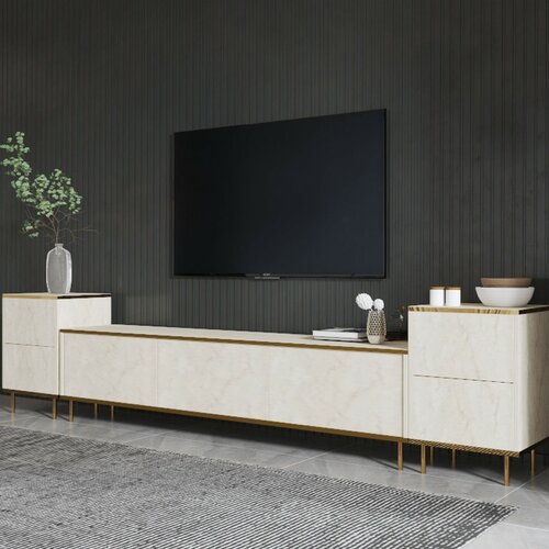 Imej Travertine, and Gold TV-asztal szekrényekkel