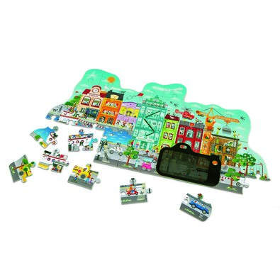 Hape Puzzle Animowane miasteczko w ruchu, 49 elementów