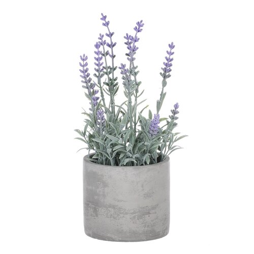 Lavanda artificială în ghiveci, gri, 10 x 10 x 21cm