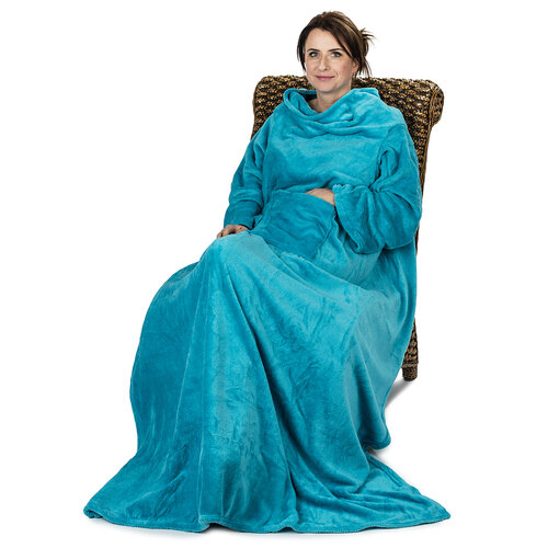 Comfort takaró ujjakkal és zsebbel, kék, 180 x 135 cm