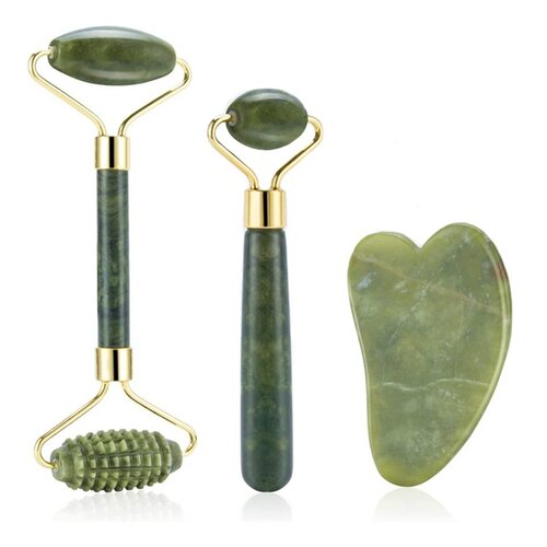 Set de role de masaj facialcu piatra Jade