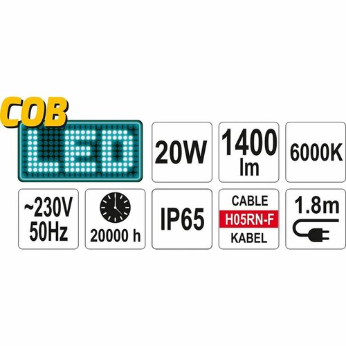 Yato YT-81799 Prenosný reflektor COB LED, 20 W
