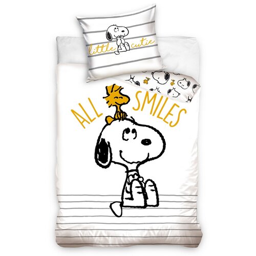 Detské bavlnené obliečky Snoopy All smiles, 140 x 200 cm, 70 x 90 cm