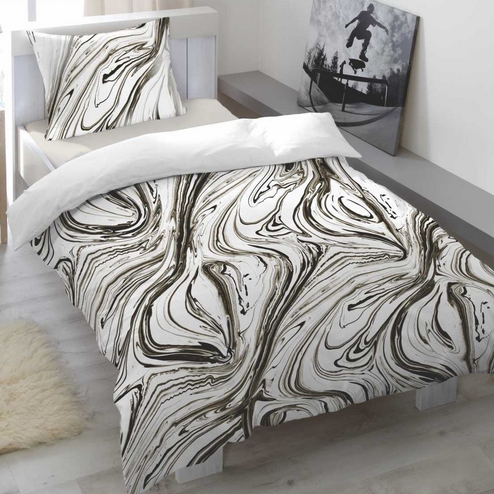 Trade Concept Saténové obliečky Marbelled Pewter, 140 x 200 cm, 70 x 90 cm