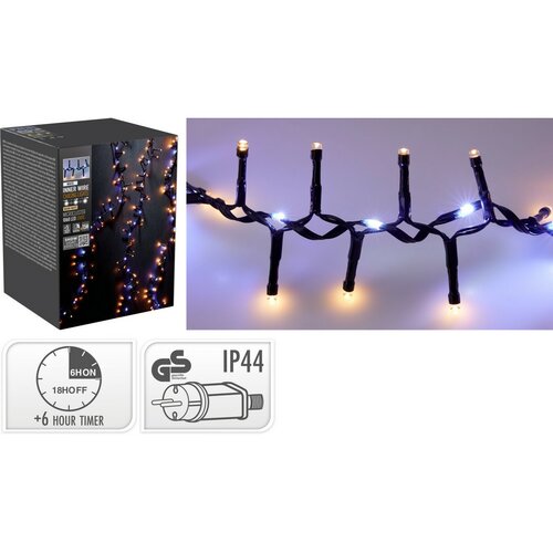 Instalație luminoasă exterior Waterfall, 15 m,1060LED alb cald și alb rece, temporizator, IP44