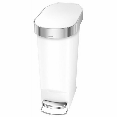 Simplehuman Ozko smetnjak s pedalom 40 l, bel