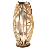 Bambusový lampáš so sklom Delgada hnedá, 49 x 24 cm