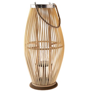 Bambusová lucerna se sklem Delgada hnědá, 49 x 24 cm