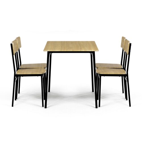 Esszimmergarnitur Industrial mit 4 Stühlen, 110 x 70 x 76 cm, Wildeiche