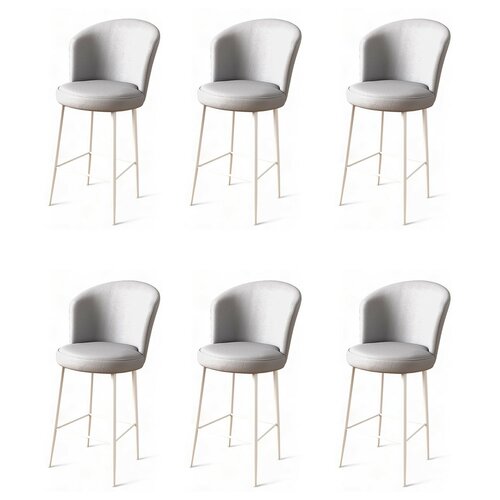 Barstuhl-Set Uras Grey and White, 6 Stück