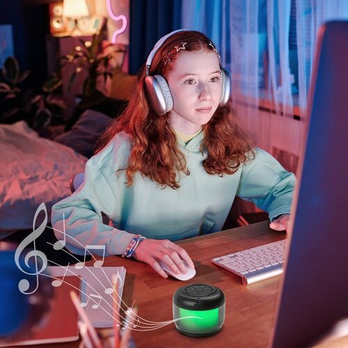 Rabalux 76110 stolná LED lampa s reproduktorom Radelia, RGB, bluetooth, 3W, IP20