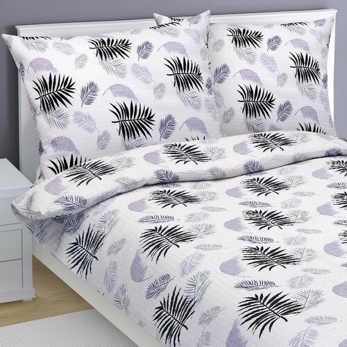 Lenjerie de pat creponată Bellatex Pene violet , 140 x 200 cm, 70 x 90 cm