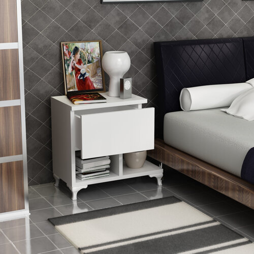 Nachttisch Cast White