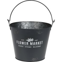 Kovový obal na květináč Flower market šedá, 23,3 cm