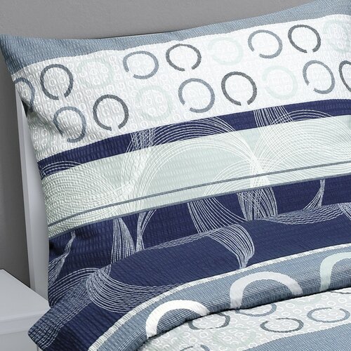 Bellatex Krepp-Bettwäsche Kreise Blau-grau, 200 x 220 cm, 2 St. 70 x 90 cm