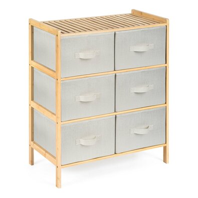 Raftier din bambus cu coșuri G21, 3 etajere, bej