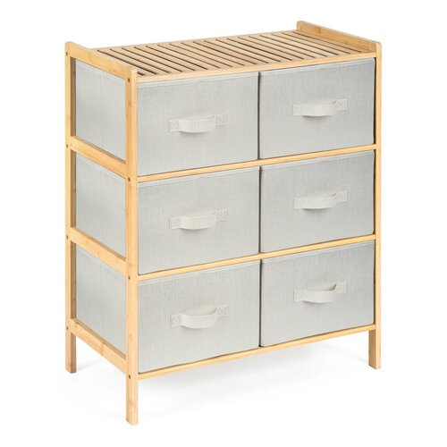 Raftier din bambus cu coșuri G21, 3 etajere, bej