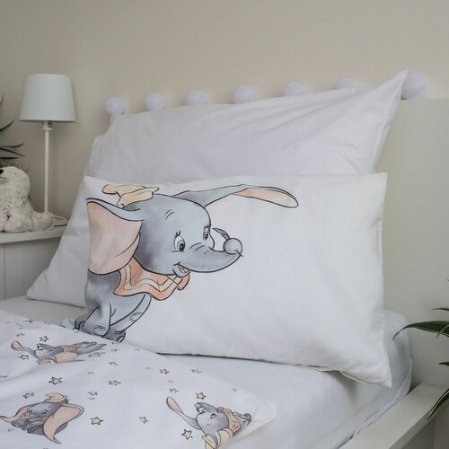 Дитяча бавовняна постільна білизна в дитяче   ліжечко Dumbo Grey, 100 x 135 см, 40 x 60 см