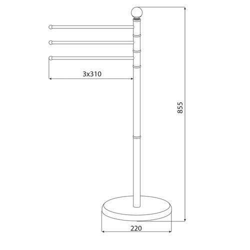Suport pentru prosoape AQUALINE SB161 cu bazăSamba, oțel inoxidabil