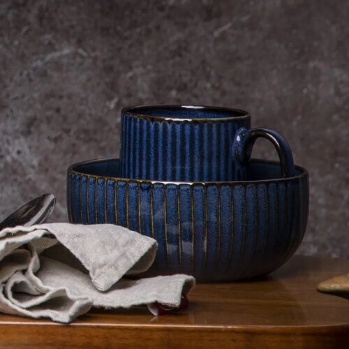 Altom Porcelanska skleda Reactive Stripes modra,15 cm