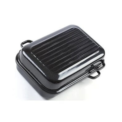 Belis Emaillierter Doppelbräter mit Rippen und seitlichen Griffen, 40 cm