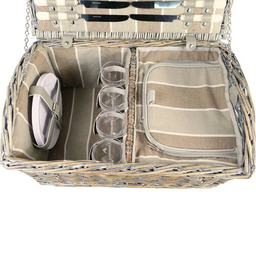 Picknickkorb für 4 Personen Brown, 46 x 31 x 21 cm