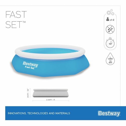Bestway 57448 Надувний басейн Fast Set, 244 x 61 см