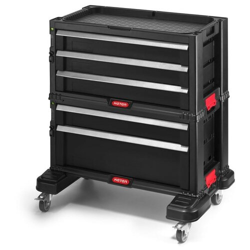 Keter omarica na kolesih s 5 predali, črna