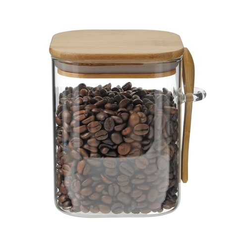 Maxxo steklena posoda Bamboo z žličko, 800 ml