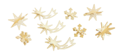 Ornamente de Crăciun din lemn Sky treasures, set 9 buc.