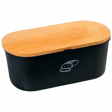 Cutie de pâine Kesper 85091 cu placă de tăiere,negru, 34 x 14 x 18 cm