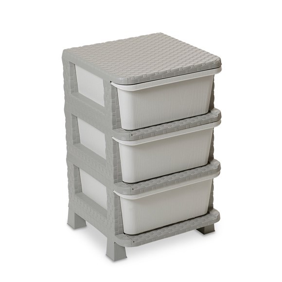 ALDO RATTAN 3 patra Komoda, šedá