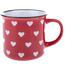 Kubek ceramiczny, czerwony w białe serduszka, 300 ml