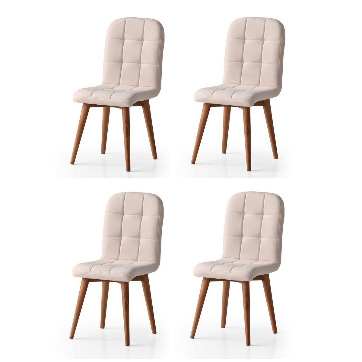 Súprava jedálenských stoličiek Retro Cream and Walnut, 4 ks