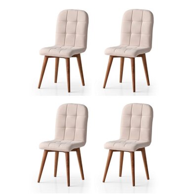 Sada jídelních židlí Retro Cream and Walnut, 4 ks