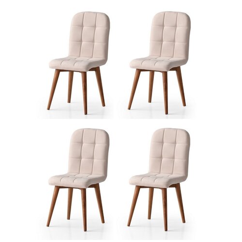 Set de scaune de sufragerie Retro Cream andWalnut, 4 buc.