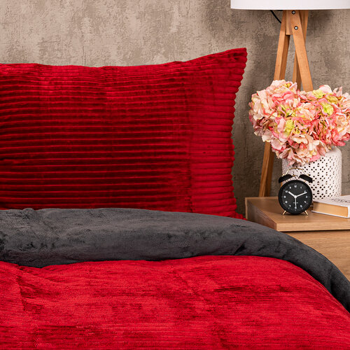 4Home Posteljnina iz mikroflanela Stripe v barvi vino, 140 x 200 cm, 70 x 90 cm