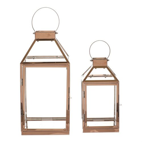 Set de lanterne metalice Thin, 2 bucăți, auriu