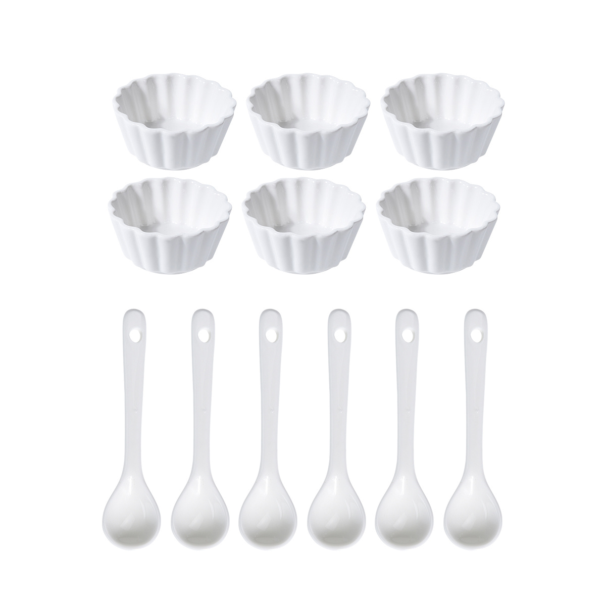 EH Zestaw miseczek do serwowania z łyżeczkami Fala okrągły, 12 szt.