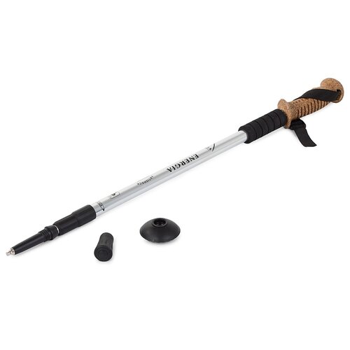Nordic walking palice s korkovým ročajem, srebrne