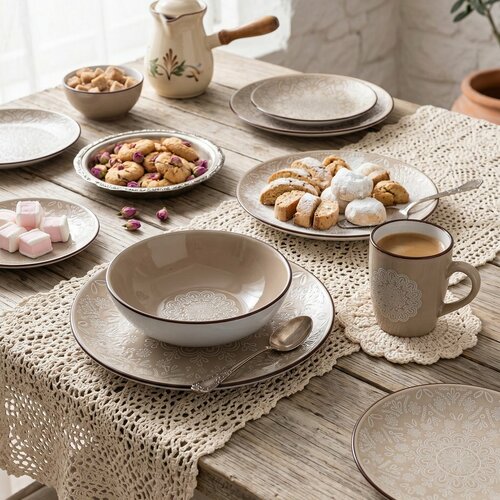 Banquet formájú lapos tányér készlet 27 cm, 6 db